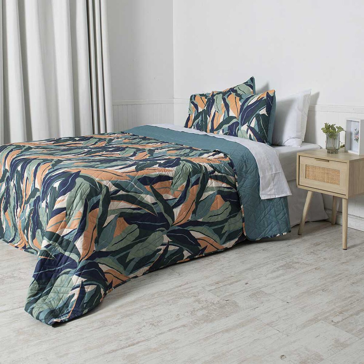 Quilt Microfibra Estampado Mashini King Jardin