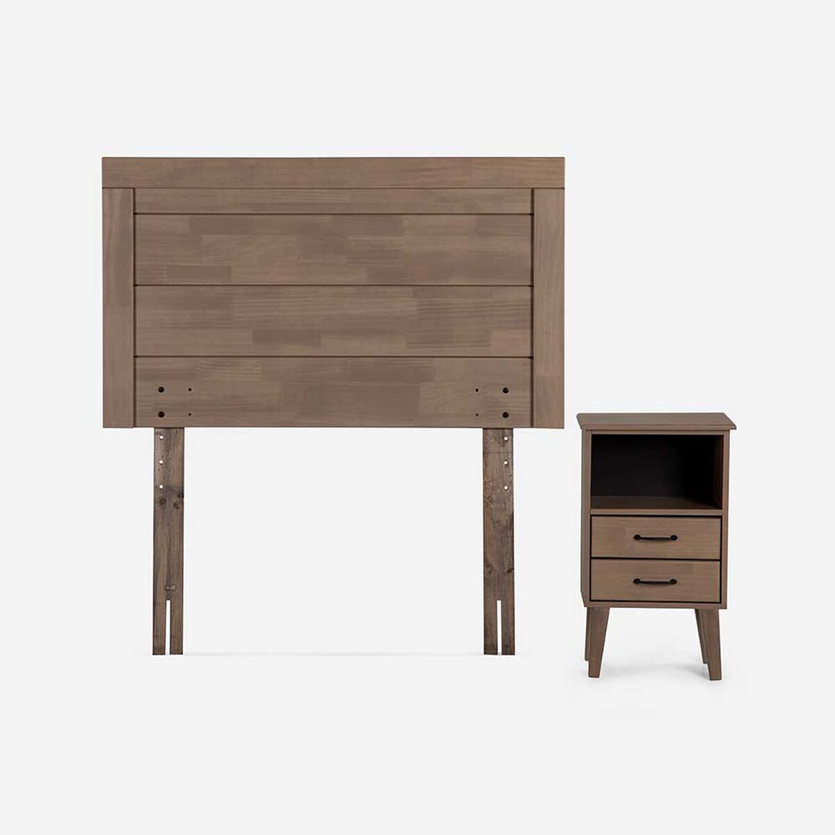 Cama Europea Rosen 1,5 Plazas Ergo T + Respaldo + Velador