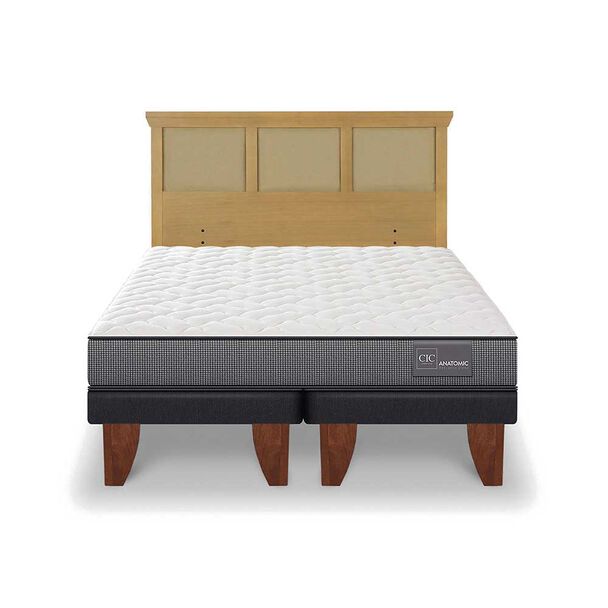 Cama Europea CIC Base Dividida King Anatomic + Respaldo Torino Mostaza