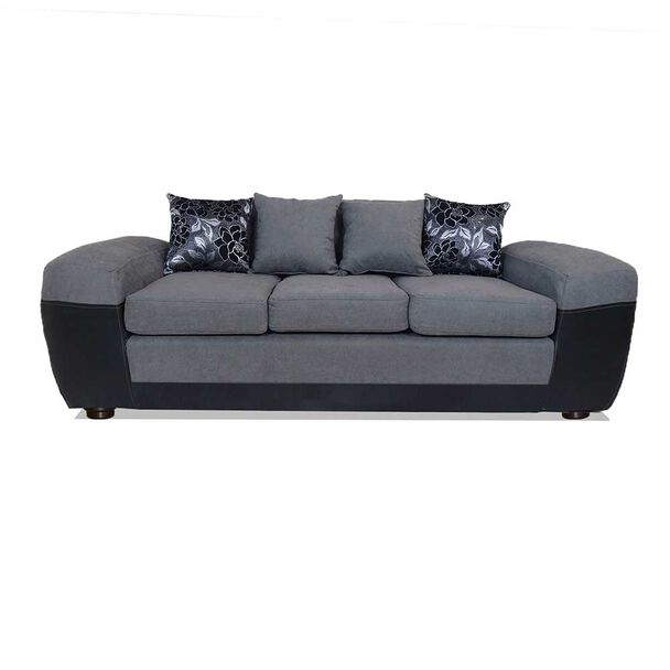 Sofá Elegant Detail Houston 3 Cuerpos Negro Gris
