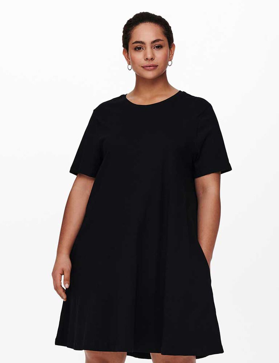 Vestido Corto Liso Manga Corta Bolsillos Mujer Only Carmakoma