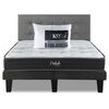 Combo Cama Europea Prelude Radiant 2 Plazas Normal + Respaldo Urban Gris + Pack Almohadas