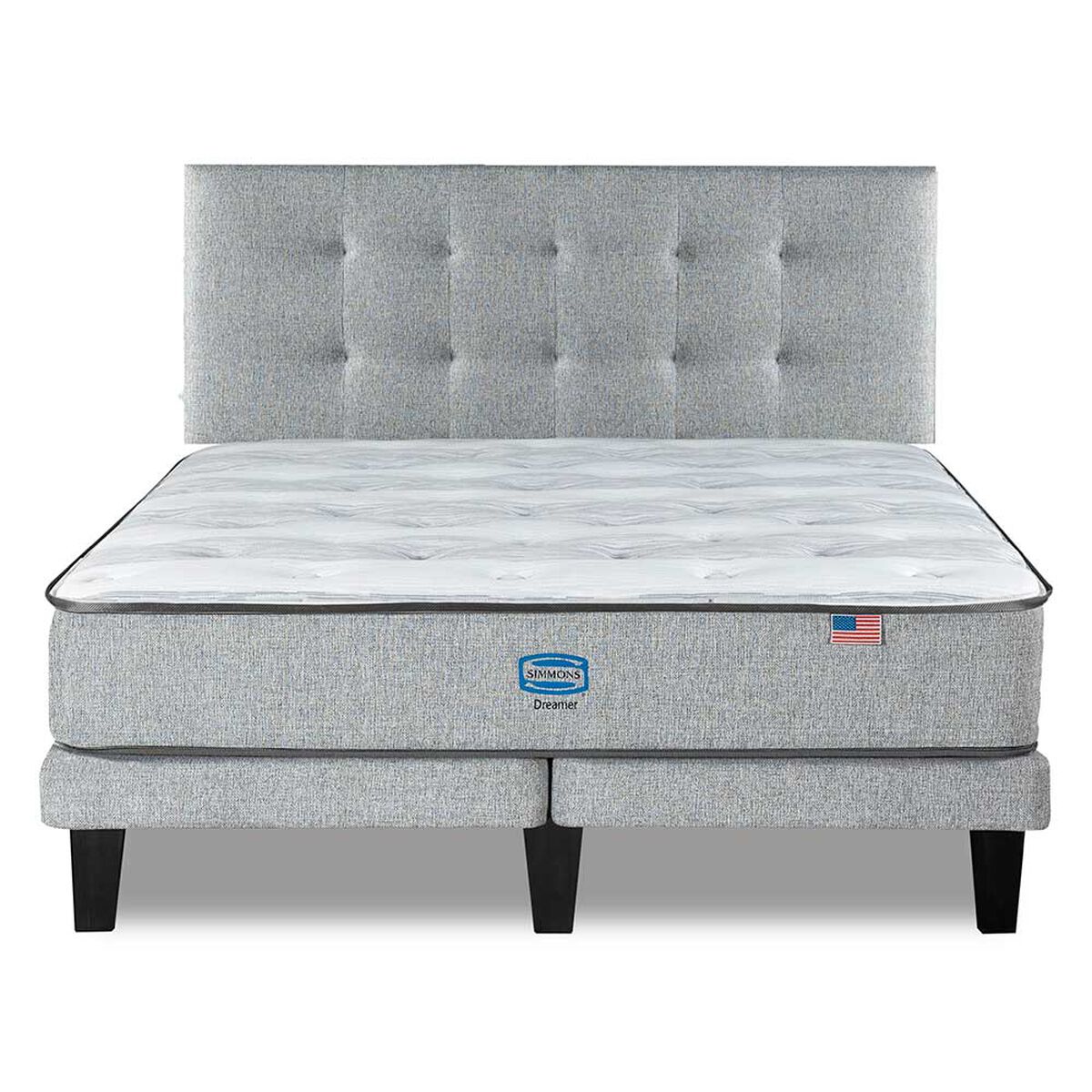 Cama Europea Simmons 2 Plazas Dreamer 190 Cm + Respaldo Urban Plata