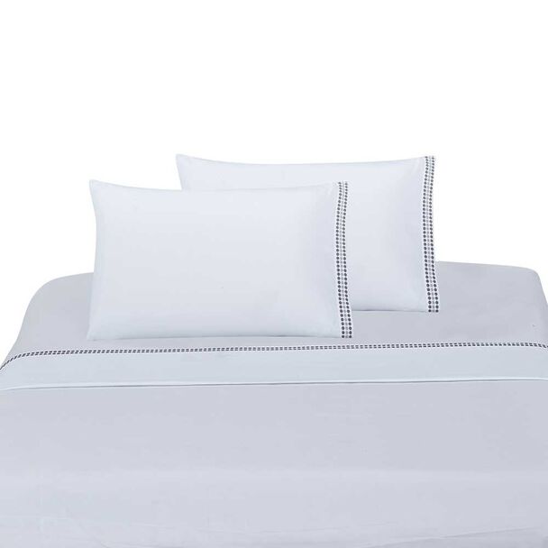 Juego de Sábanas Illusions 2 Plazas Bordada Blanco