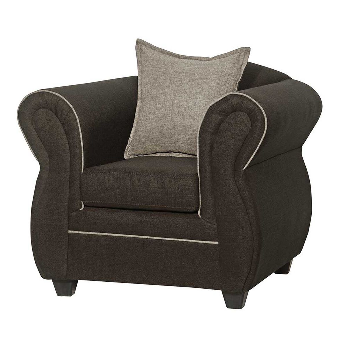 Juego de Living Black Factory Emili Sofá 3 Cuerpos + Dos Sillones 1 Cuerpo Café