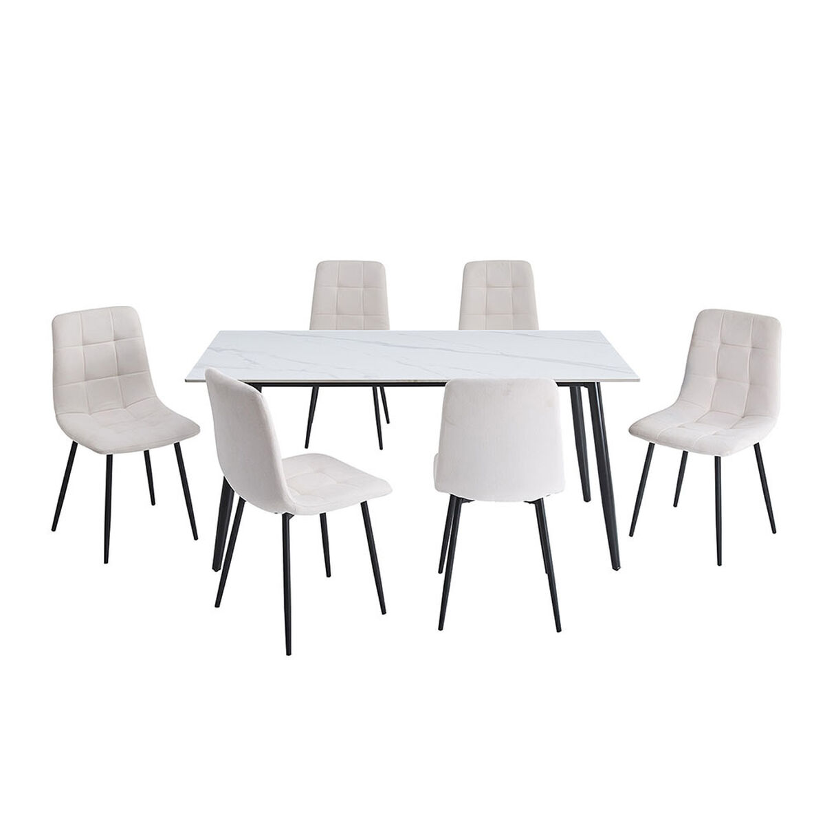 Juego de Comedor Vekkahome Gala Lyon 6 Sillas Blanco