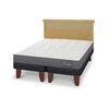 Cama Europea CIC Base Dividida 2 Plazas Anatomic + Respaldo Dublin Mostaza