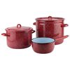 Bater&iacute;a de Cocina Acero Vitrificado Fantuzzi Fundo Rojo 5 Piezas