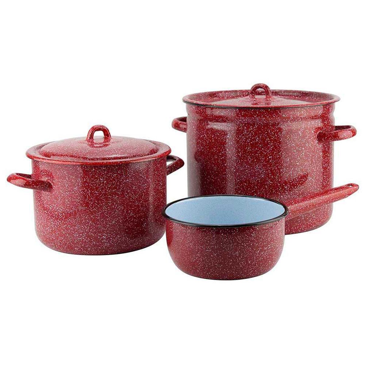 Bater&iacute;a de Cocina Acero Vitrificado Fantuzzi Fundo Rojo 5 Piezas