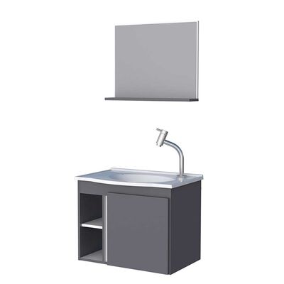 Imagen 1 del producto Vanitorio + Lavamanos + Espejo con Repisa Vekkahome Safira Gris