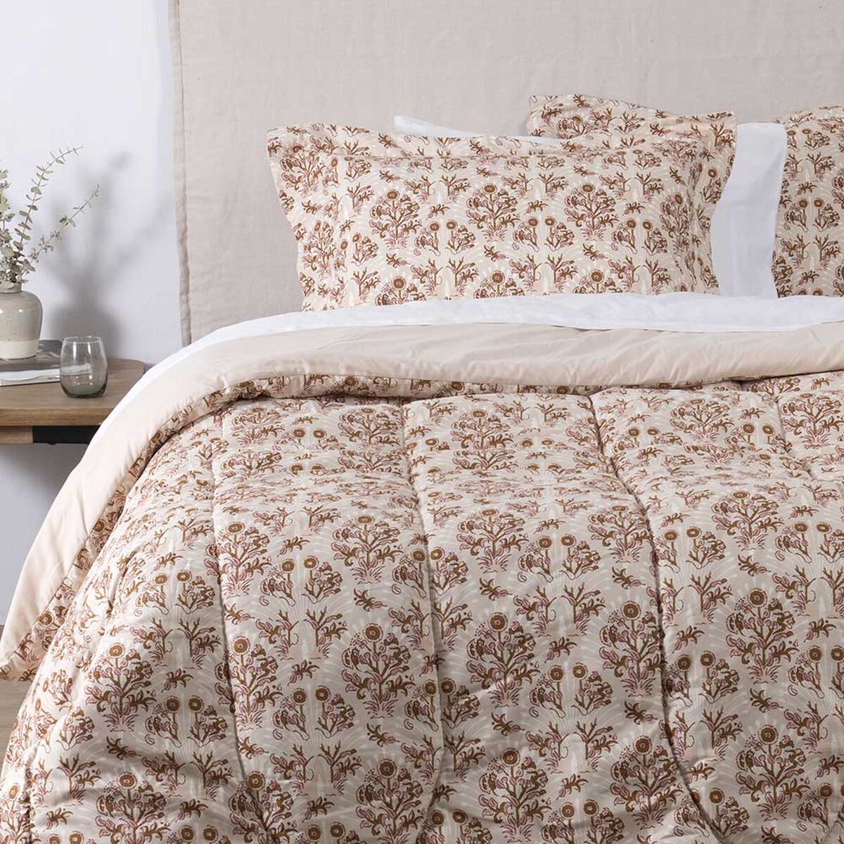 Plumón Estampado SoHome 1,5 Plazas Hatha Rosado