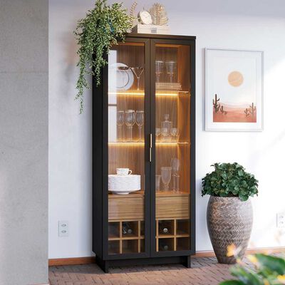 Imagen 2 del producto Vitrina Onessta Guanabara 2 Puertas Café y Negro