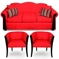 Juego de Living Elegant Michigan + Sitiales Tela 5 Cuerpos Rojo