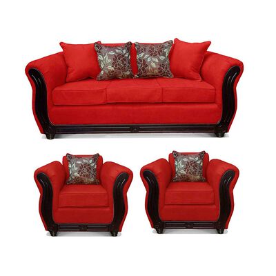 Juego de Living Elegant Detail Girona Sofá 3 Cuerpos + Dos Sillones 1 Cuerpo Rojo