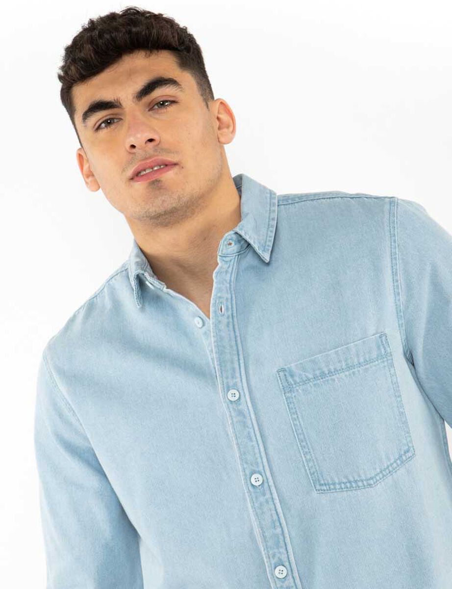 Camisa Denim Manga Larga Hombre Icono