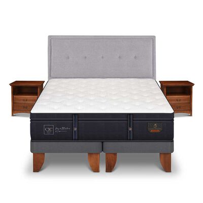 Cama Europea CIC Base Dividida King Grand Premium + Respaldo + Veladores
