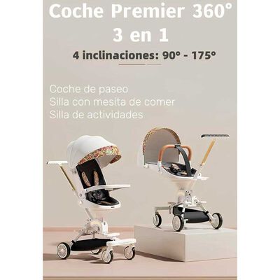 Imagen 2 del producto Coche de Paseo 360° 3 En 1 Reclinable Lubabycas Blanco