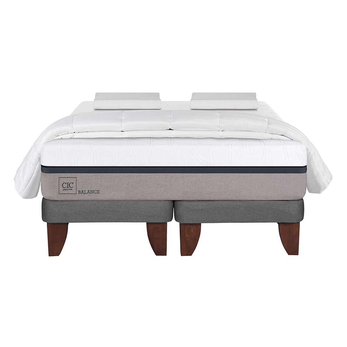 Cama Europea CIC Base Dividida King Balance + Almohada V + Plum&oacute;n