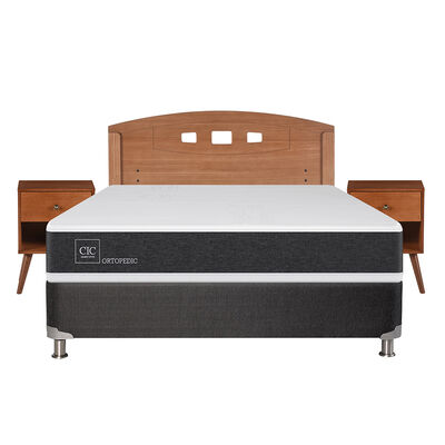Imagen 1 del producto Box Spring CIC 2 Plazas New Ortopedic + Respaldo + 2 Veladores New Gales