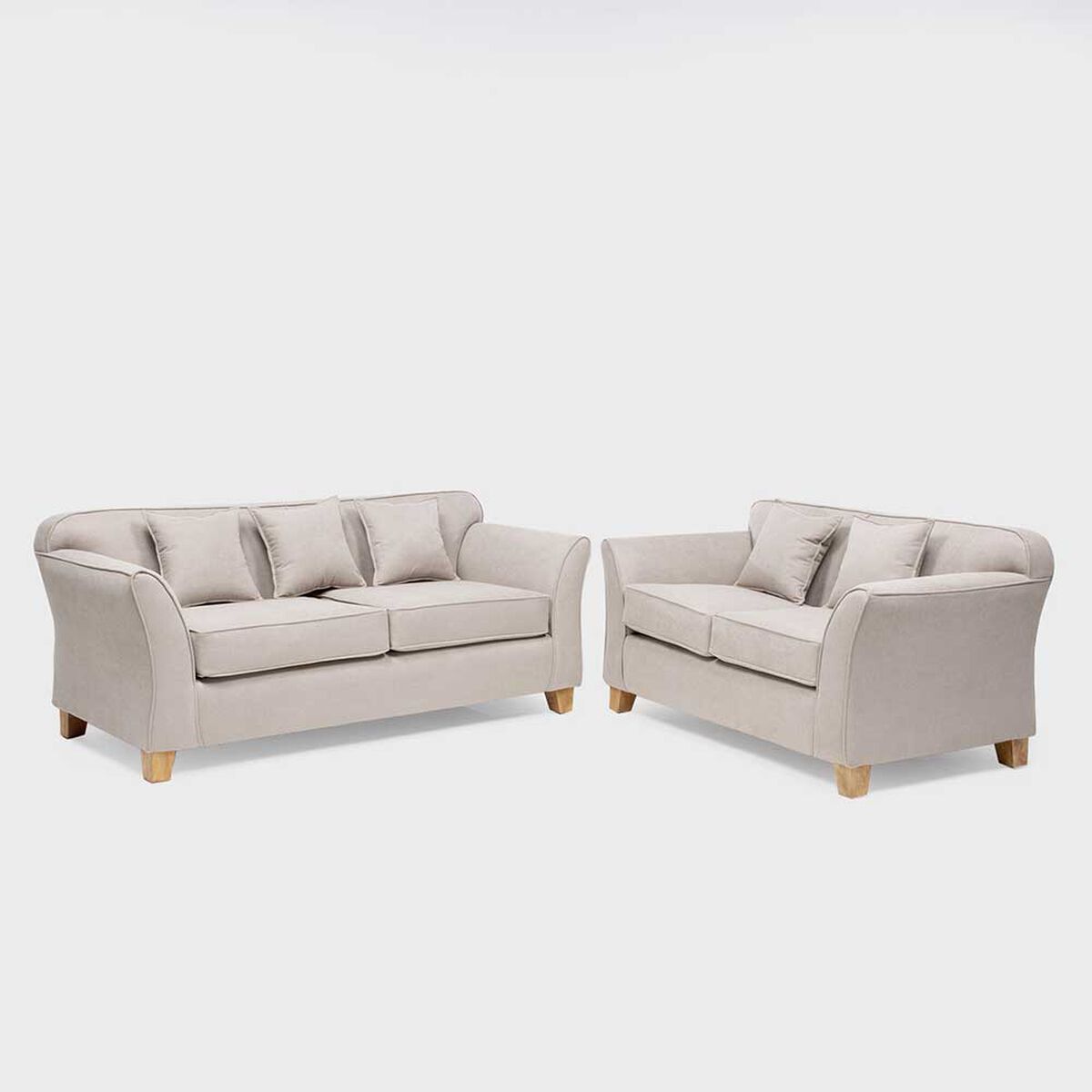 Juego de Living Almore Turin Tela Sofá 3 Cuerpos + Sofá 2 Cuerpos Beige