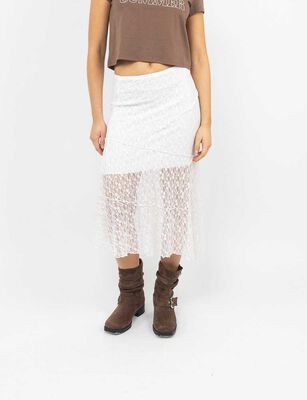 Imagen 1 del producto Falda Maxi Slim Encaje Mujer Icono Blanco