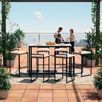 Imagen 1 del producto Juego Comedor Terraza Mons Barcelona Cuarzo + 6 Sillas Beige