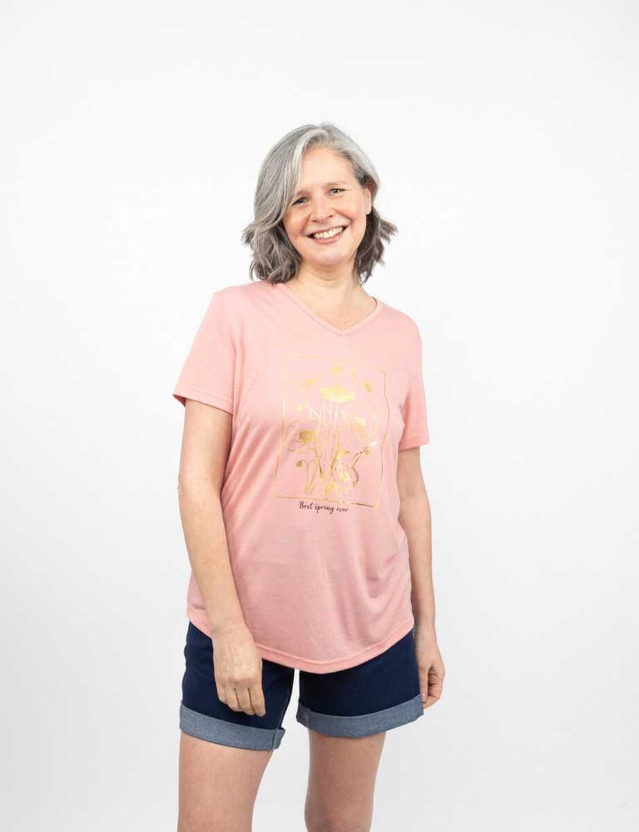 Polera Con Estampado Manga Corta Mujer Potman Club