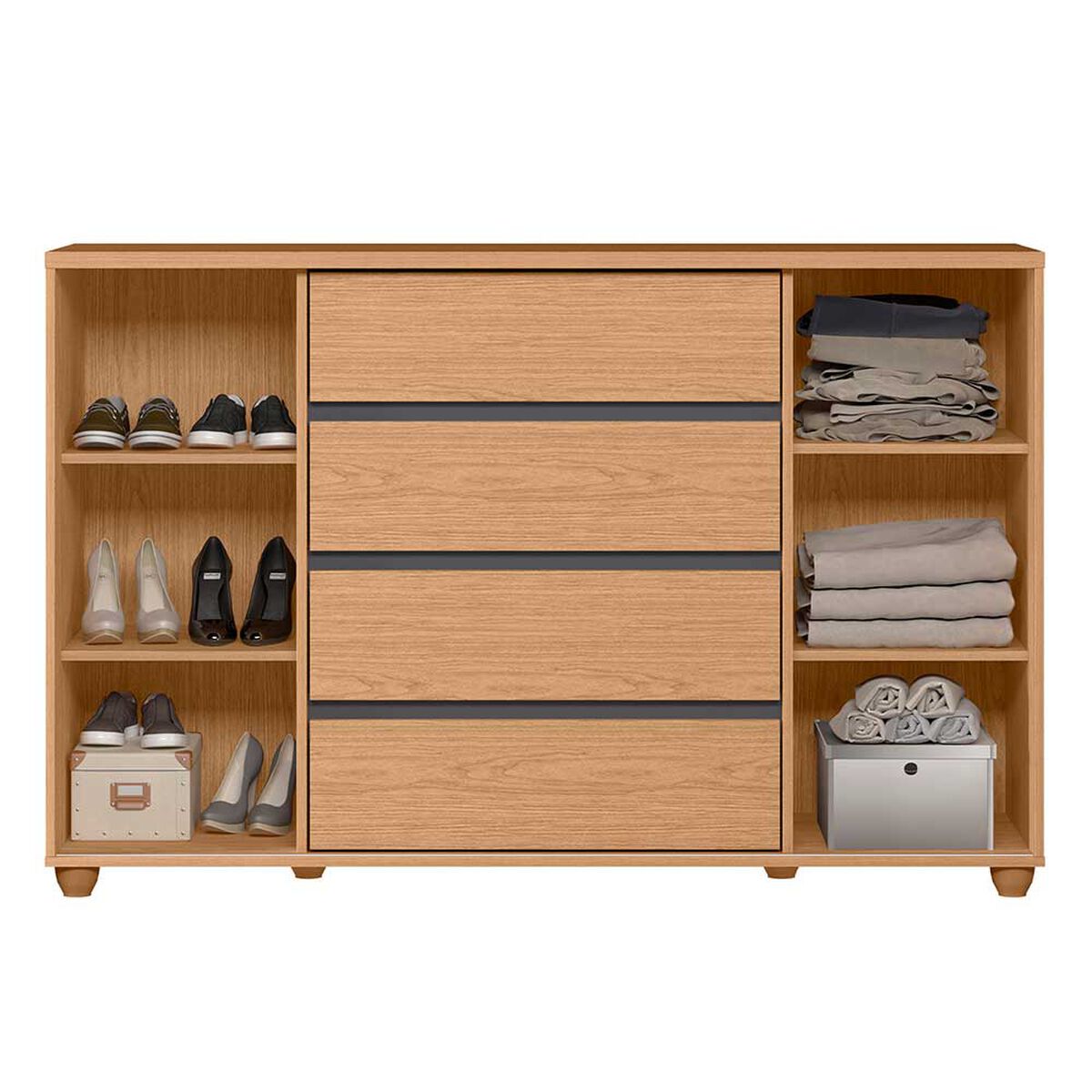 C&oacute;moda Vekkahome Evidenza 4 Cajones 2 Puertas Caf&eacute; y Negro