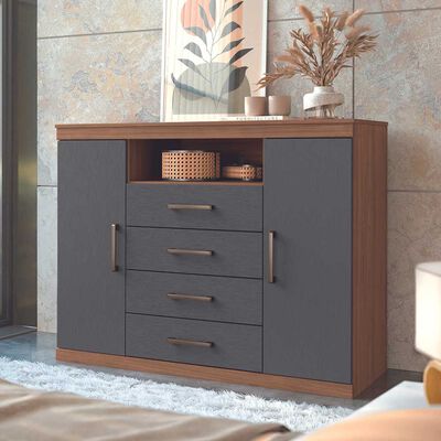 Imagen 1 del producto Cómoda Onessta Master 4 Cajones 2 Puertas Jatoba Grafito
