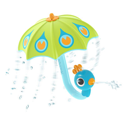 Juego de Baño Paragua Pavo Real Verde Bebé Niño Niña Tina Yookidoo
