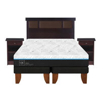 Cama Europea CIC Green Infinity 2 Plazas + 1 Respaldo + 2 Veladores Dublin Choc