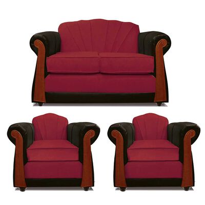 Juego de Living Elegant Detail Marsella Sofá 2 Cuerpos + Dos Sillones 1 Cuerpo Rojo