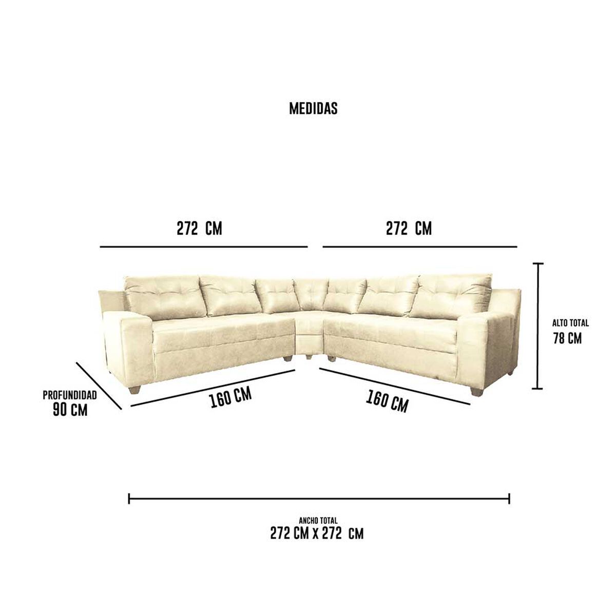 Sof&aacute; Seccional Deco Class Florencia 5 Cuerpos Beige