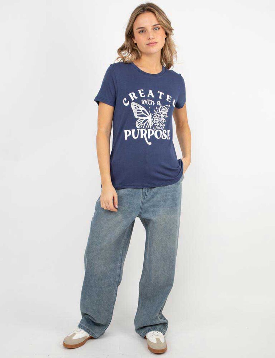 Polera Con Estampado Manga Corta Mujer Icono