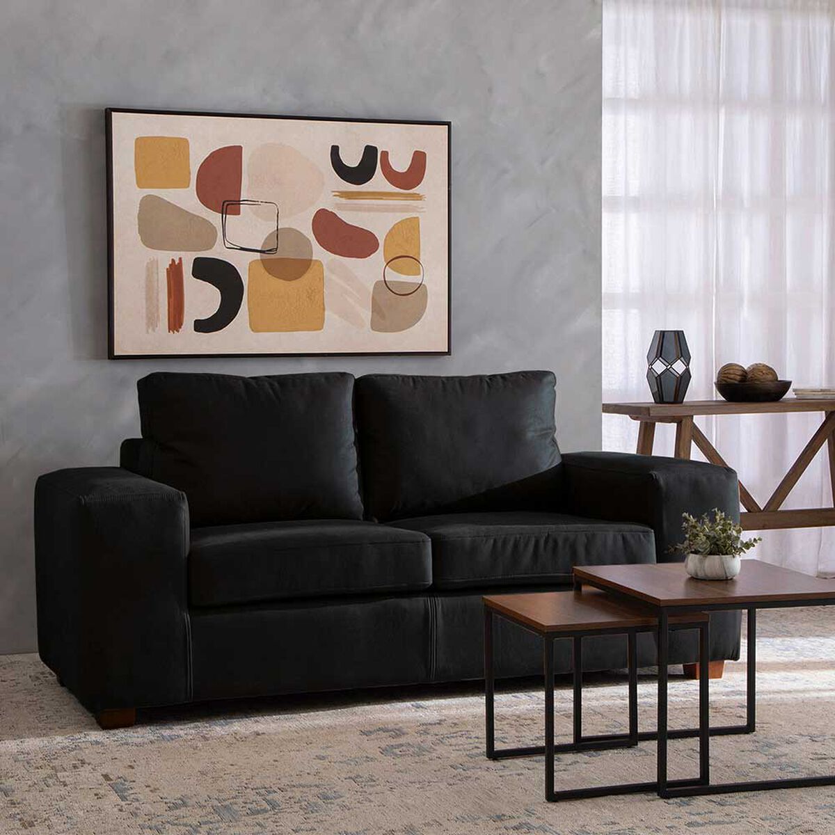 Sof&aacute; Mons Etna Cuero 2 Cuerpos Black