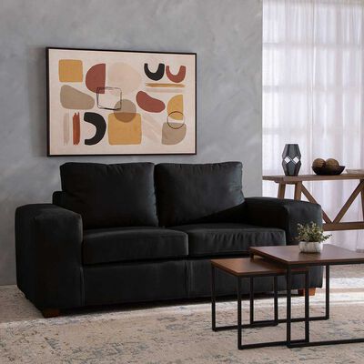 Sofá Mons Etna Cuero 2 Cuerpos Black