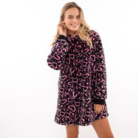 Bata Full Print Mujer Icono Negro, Rosado