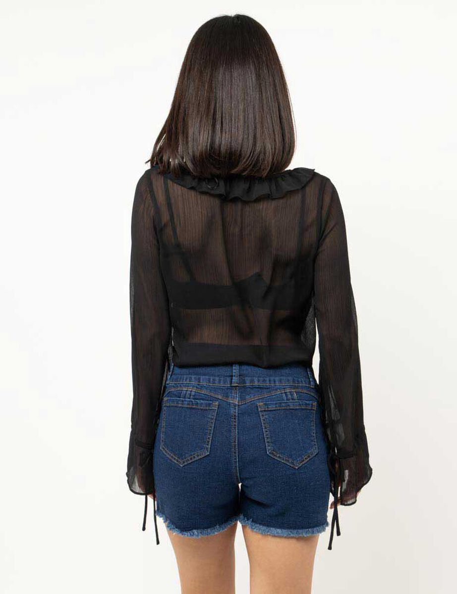 Blusa Transparente Manga Campana Mujer Fiorucci