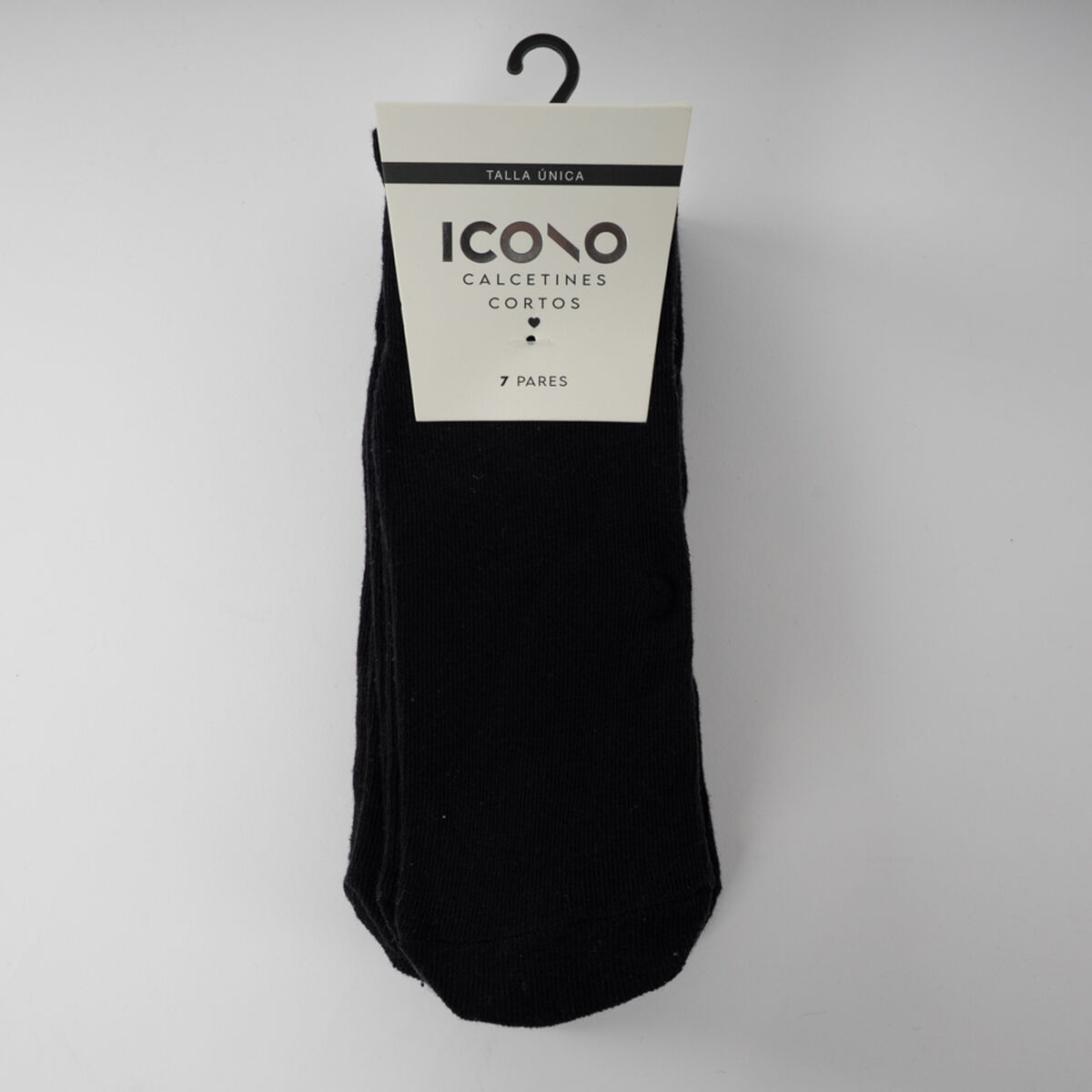 Pack 7 Calcetines Corto Negro Mujer Icono