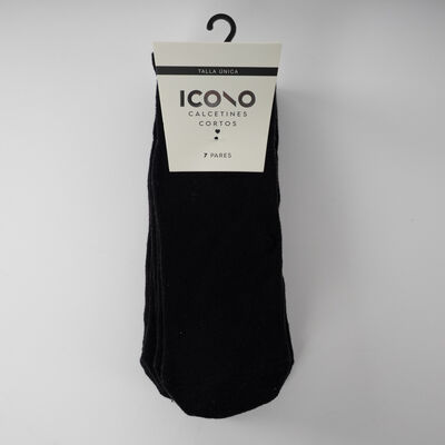 Pack 7 Calcetines Corto Negro Mujer Icono