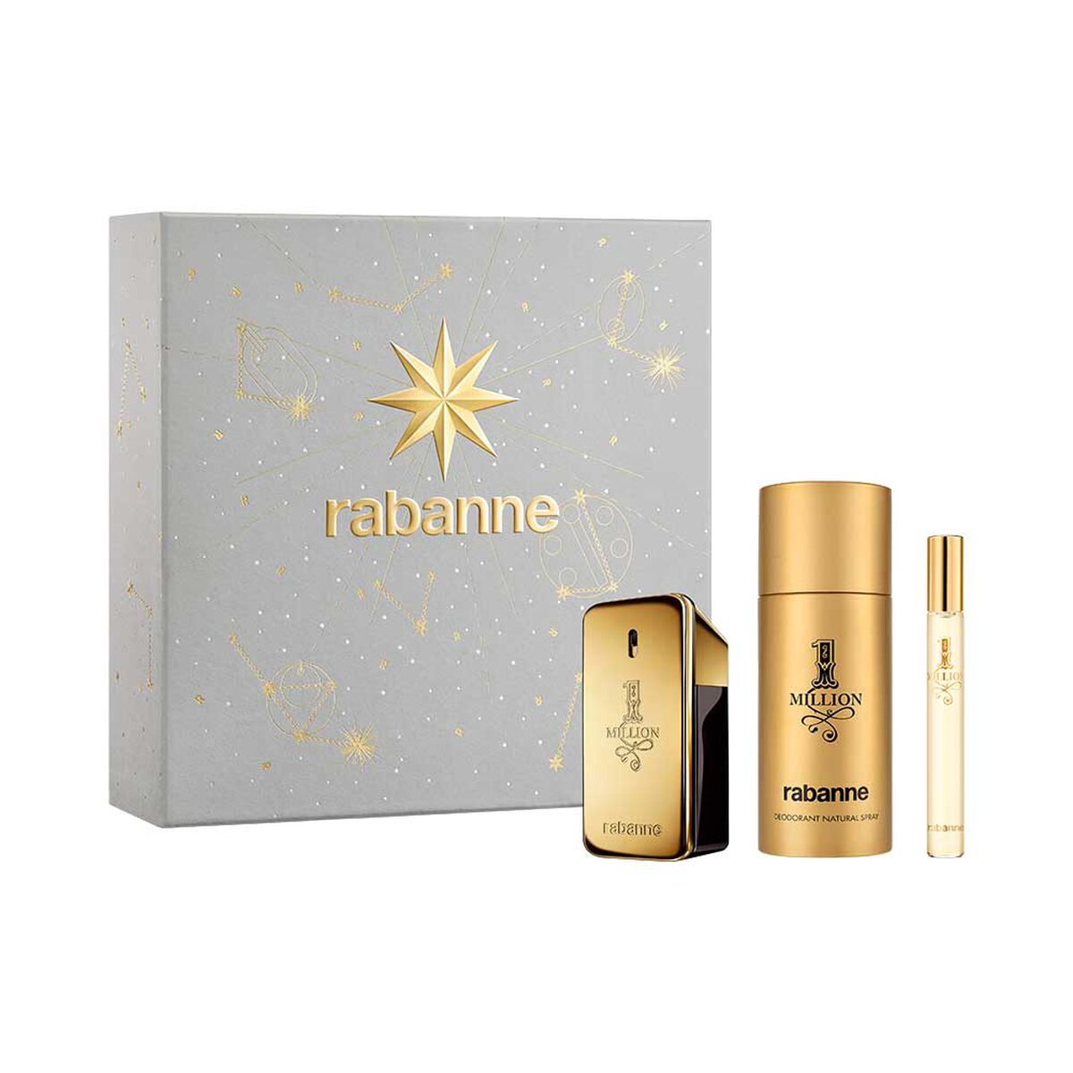 Set Perfume Paco Rabanne Hombre 1 Million EDT 50 ml + Desodorante 150 ml + Eau de Toilette 10 ml