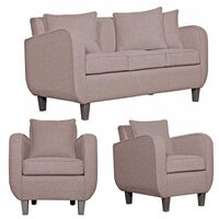 Juego de Living Ruzam Mobel Cronos Sofá 3 Cuerpos + Dos Sillones 1 Cuerpo Lino Beige