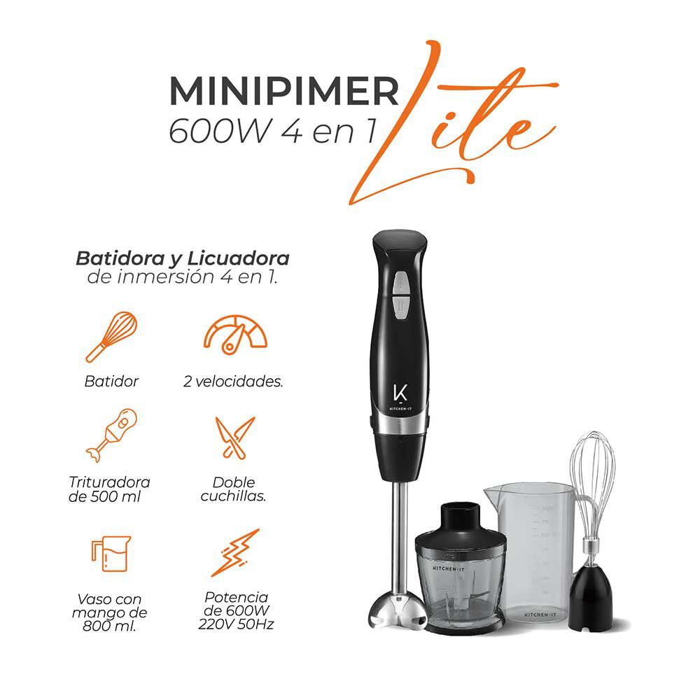 Kitchen-It Minipimer Lite 4 en 1 Negro, foto 4