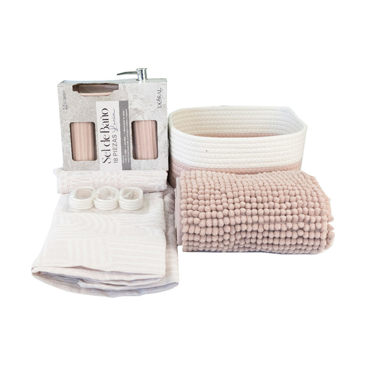 Set de Ba&ntilde;o Doral Lucia 18 Piezas Rosa Viejo