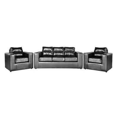 Juego de Living Kea Nize PU Sofá 3 Cuerpos + Dos Sillones 1 Cuerpo Negro