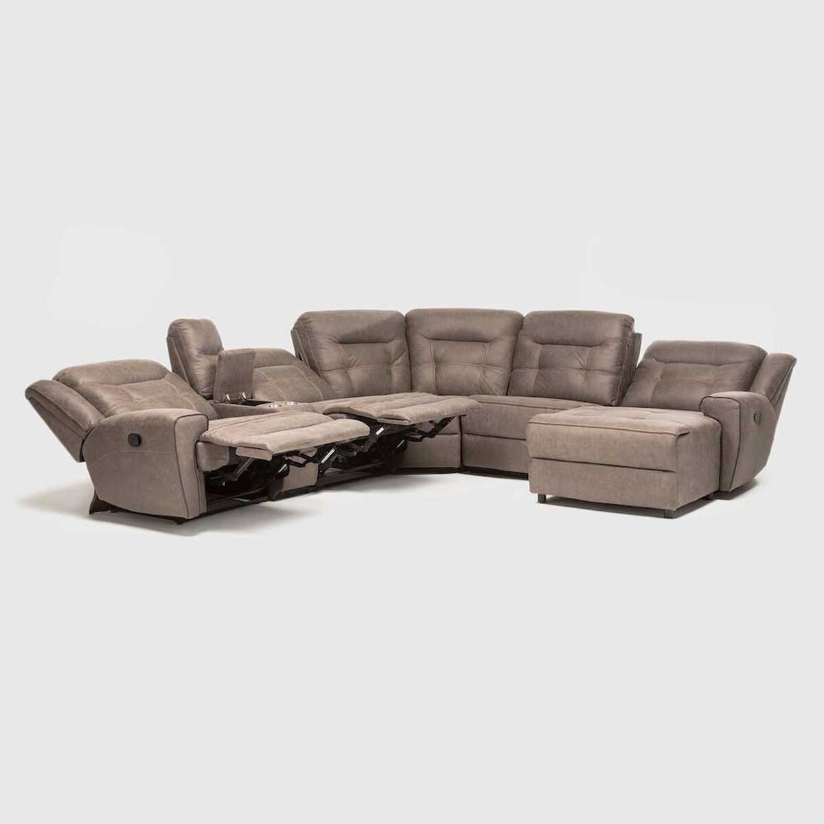 Seccional Derecho Reclinable Daniels Moderno 5 Cuerpos Caf&eacute; Grand