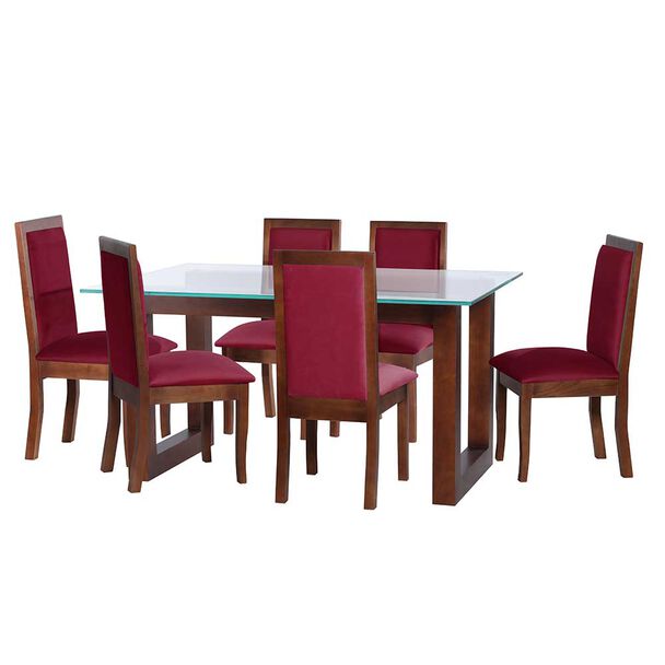 Juego de Comedor Latam Home Pamplona Burgos 6 Sillas Cuero Café Moro