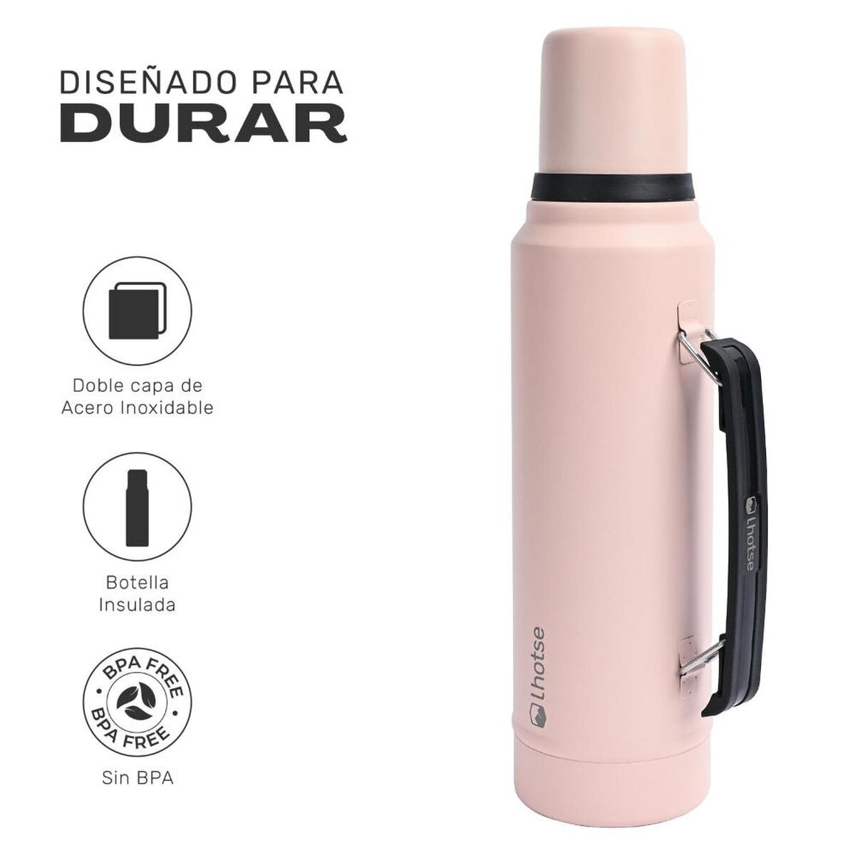 Termo Liquido Acero Inoxidable Lhotse Classic 1,3 lts Rosado