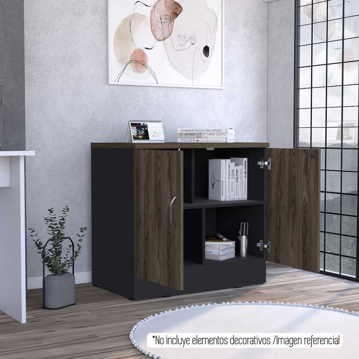 Mueble Archivador TuHome Home Office Negro Soft Co&ntilde;ac