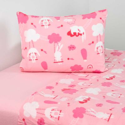 Imagen 1 del producto Juego de Sábanas Polar American Family 1,5 Plazas Conejo No Aplica Rosa